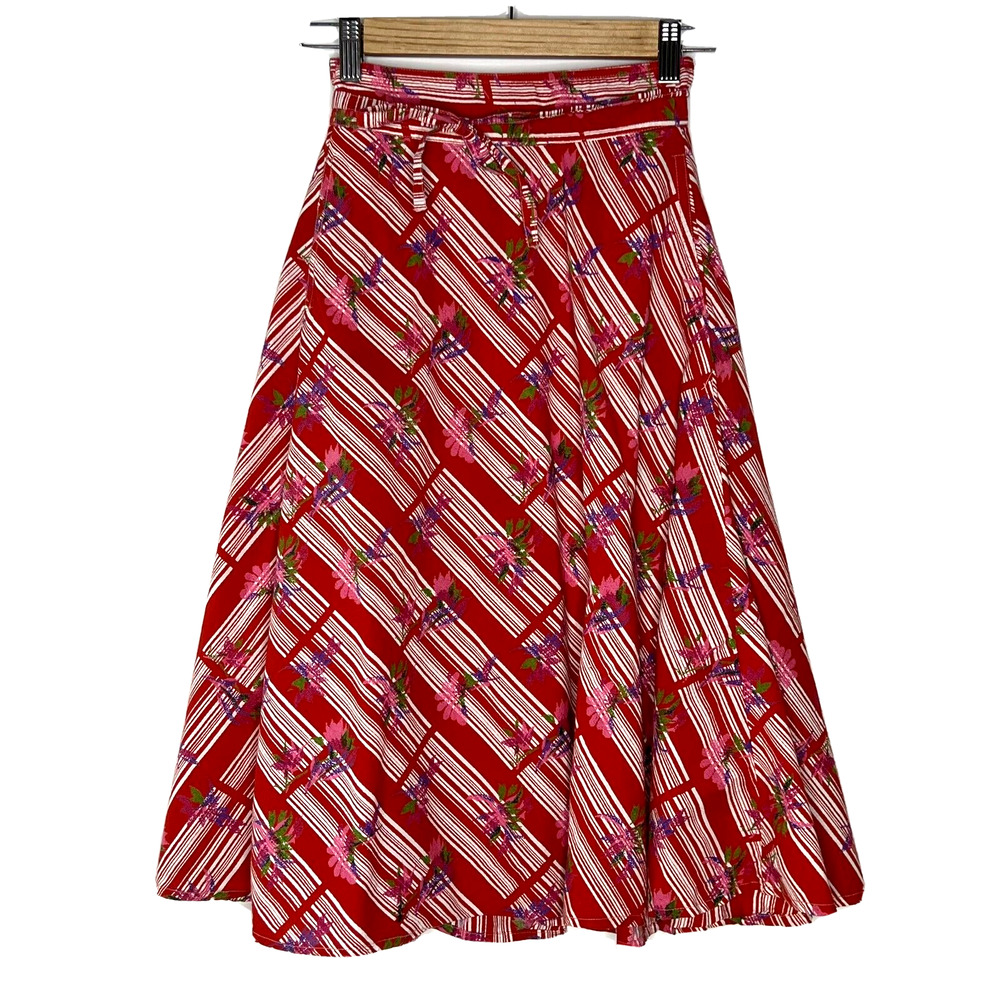 Carole Cohn for Humperdink Vintage‎ Red Floral Wrap Skirt Size XS